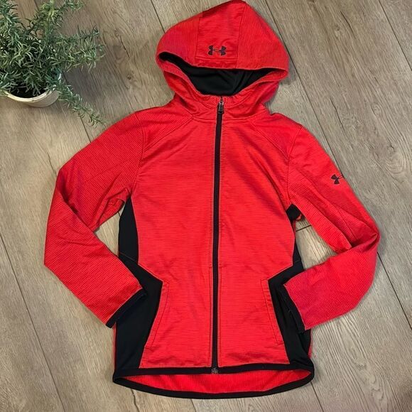 LIGHTWEIGHT UNDER ARMOUR JACKET RED AND BLACK SIZE MEDIUM EUC - Picture 1 of 5